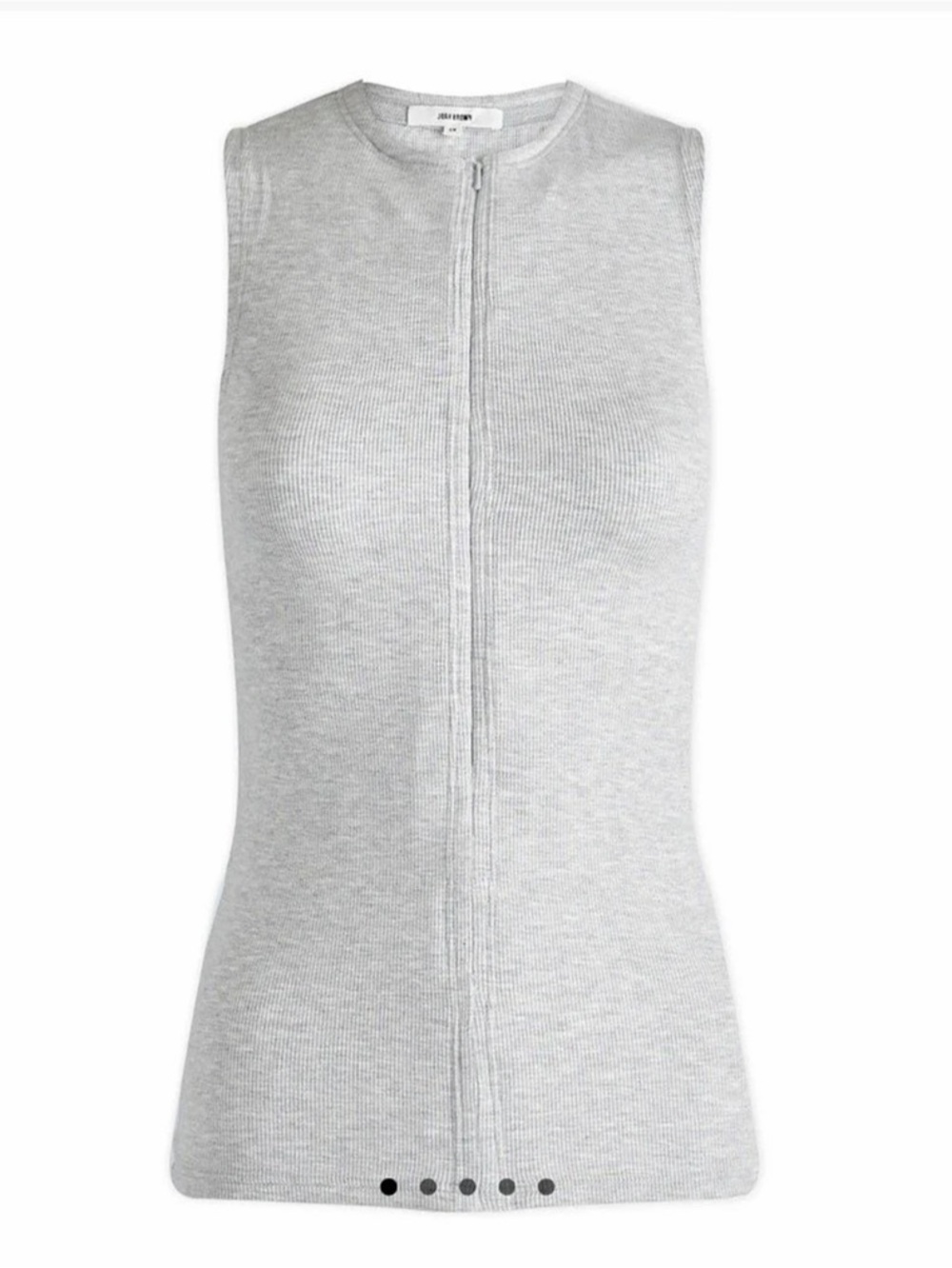 Joah Brown Ribbed Zip-Front Tank Top